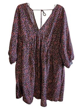 New with tage Black Floral Tie Back Dress cottagecore grannycore boho